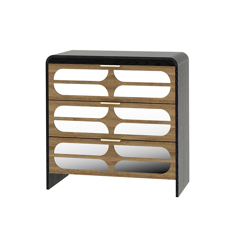 Lattice Mirrored 3-Drawer Dresser